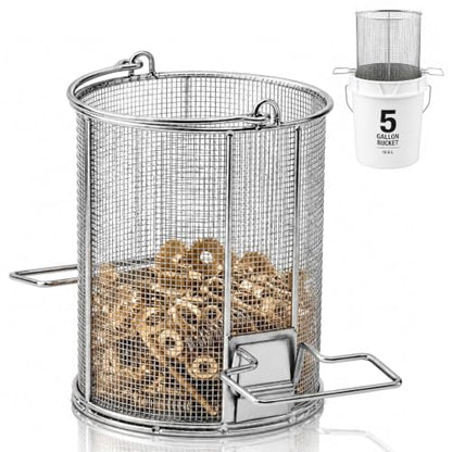 1 Pcs 1/8″ Mesh 5 Gallon Dip and Drain Stainless Steel Part Cleaning Strainer Basket for Buckets Swing Handle for Mechanics Auto Parts Washing Garage Shop & Home Workshop, Bucket Not Included - size: 5 Gallon,1/8″