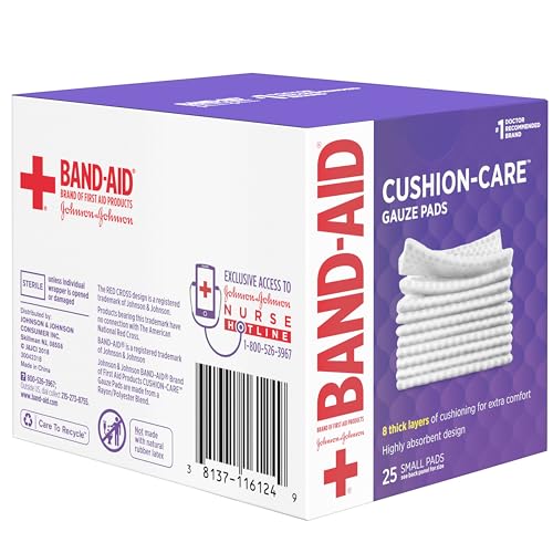 BAND-AID Brand Cushion-Care Gauze Pads, Small Size, 2 in x 2 in, 25 x 3 Ct - size: 2x2 Inch 25ct (Pack of 3)