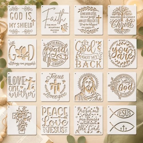 16 Cross Stencils for Faith Journals, Prayer Cards, Church Signs, Gifts - color: Cross