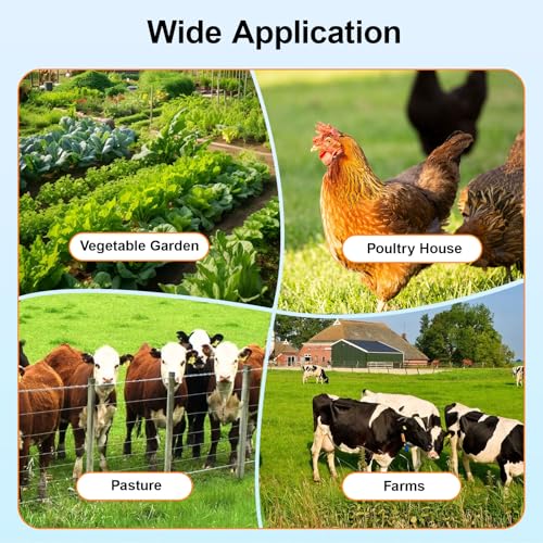 Solar Electric Fence Charger, 20 Miles 7.5W 0.5J for Livestock