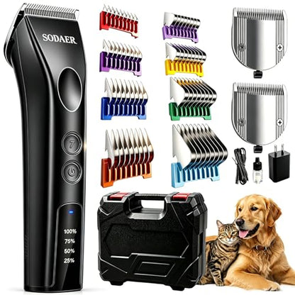 Professional Dog Grooming Clippers, Cordless Pet Hair Clipper - color: Black