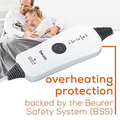 Beurer Heated Electric Blanket, Cozy-Soft Fleece Throw, Auto shut-off, 50x60 in (Adult Size), Portable Heating Blanket for Bed, Desk & Office with Control, Perfect for Home & Travel, HD71