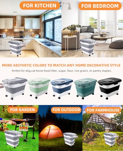 25-28Lbs Dog Food Storage Container Airtight,Collapsible Pet Food Storage - color: Grey/25-28 Lbs