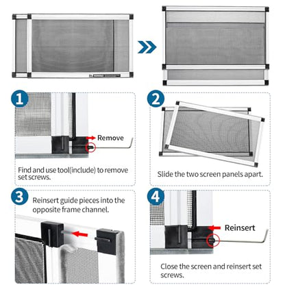 Expandable Window Screen, 2 Pack Adjustable Window Screen (10" H x 14.3" - 25" W) - Extra Small Replacement Window Screens with Frame, Durable Replacement Screen for Window - size: 2 Packs【10" H x 14.3" - 25" W】