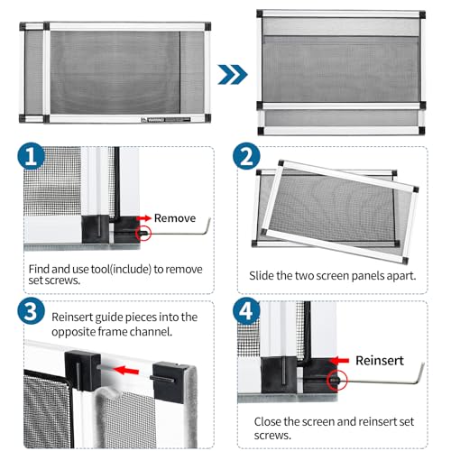 Expandable Window Screen, 2 Pack Adjustable Window Screen (15" H x 21" - 40" W) - Medium Replacement Window Screens with Frame, Durable Replacement Screen for Window - size: 2 Packs【15" H x 21" - 40" W】