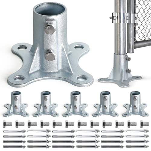 Post 2" (1 7/8" OD) Chain Link Fence Post Floor Flange Bracket, for Chain Link Fence Posts, Mailboxes, and Other Steel Round Post Galvanized Anchor Flange Bases (6 Pack) - size: 2"