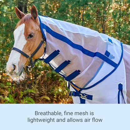 SmartEquine Fine Mesh Horse Fly Sheet with Neck Cover | Optimal Coverage and Breathability | Mesh Fly Sheets for Horses | Ideal for Sensitive Skin Protection (75") - size: 75"