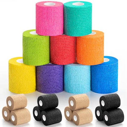 Self Adhesive Bandage Wrap, 2 Inch Elastic Cohesive Athletic Wrap Vet Wrap - color: Multi-colored