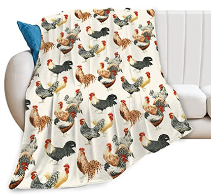 Rooster Chickens Blanket Gifts for Girls Women Throw Blankets 50"x40" - color: Rooster Chickens, size: Kid Size: 50"x40"