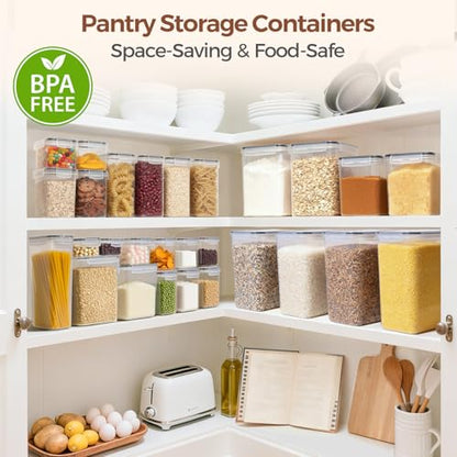 ComSaf Airtight Food Storage Containers with Lids 0.8/1.5/2.1Qt 3Pack | Plastic Canister, Flour Sugar Cereal Pasta Rice Oats Coffee Snacks, Pantry Kitchen, Label, Scoop, Stackable, BPA-free, Clear - size: 2.1Qt/1.5Qt/0.8Qt-Rectangle