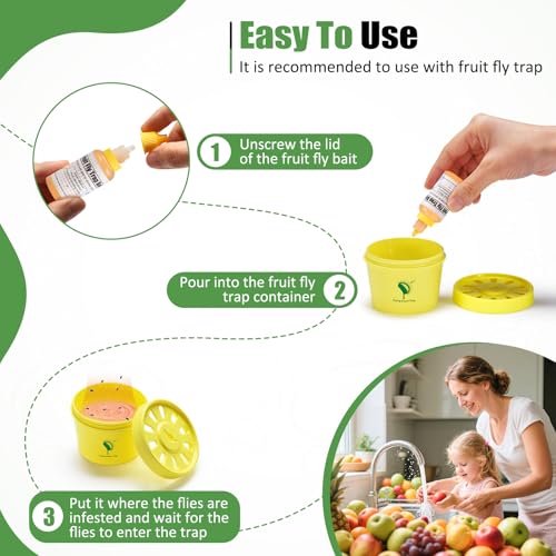 Fruit Fly Trap Refill Liquid Only 8 Pack,Gnat Killer Bait,Gnat Catcher Fruit Fly Traps for Indoors and Outdoors,Home,Kitchen,0.68 oz Each Bottle