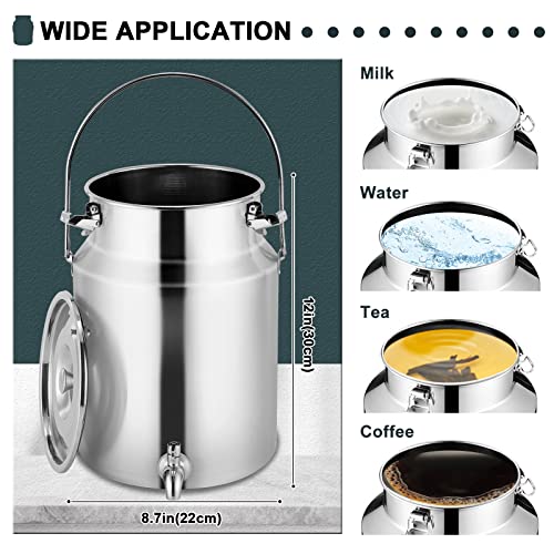 304 Stainless Steel Milk Can with Spigot 2.6 Gallon 10 Liter Metal Water Beverage Drink Dispenser Milk Pail Milk Bucket for Milk Wine Oil