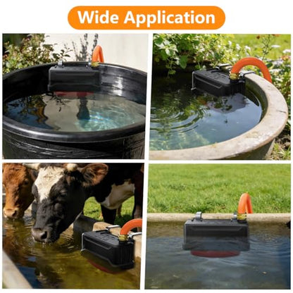 Automatic Livestock Water Trough Float Valve with Copper Connector & Ptfe Tape, Water Level Auto Control Stock Tank Float Valves for Cattle, Horse, Sheep Stock, Farm Animal, Pool, Pond (2 Pack)