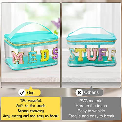 Geetery Chenille Letter Bag, Meds Cheer Travel Cases Cheerleader Gifts Cosmetic Bag Nylon Makeup Portable Preppy Patch with Zipper Toiletry Storage Case for Women(Green,Meds) - color: Green, style: Meds
