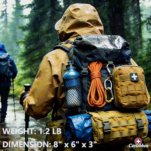 Carlebben EMT Pouch MOLLE Ifak Pouch Tactical MOLLE Medical First Aid Kit Utility Pouch (With Medical Supplies Tan) - color: Tan