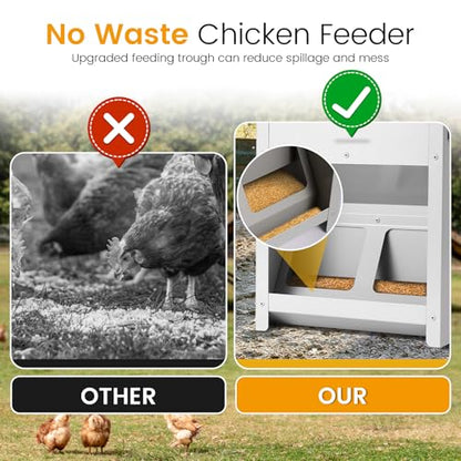 Automatic Chicken Feeder Large 20Lbs No Waste Poultry Feeder Trough | Metal Hanging Chicken Feeder Trough Dispenser Outdoors with Lid and Visual Window for Chicken Poultry Turkey Duck