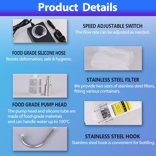 Food Grade Small Electric Water Transfer Pump,110V,Adjustable Speed 0-2LPM - color: White-with Speed Adjustable