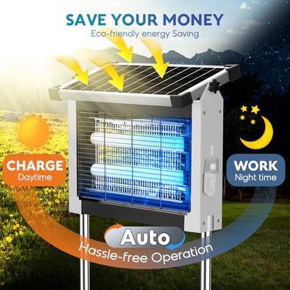 PhatroyYee Solar Bug Zapper, 4500V Mosquito Zapper Killer Trap Rechargeable - color: White