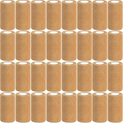 54 Pack Skin Self Adhesive Bandage Wrap Bulk 4 Inch x 5 Yards Cohesive Bandage,Vet Wrap Breathable Elastic Self-Adherent Tape for Stretch Athletic Sports Wrist Ankle Dogs Pet Vet Wrap - color: Skin