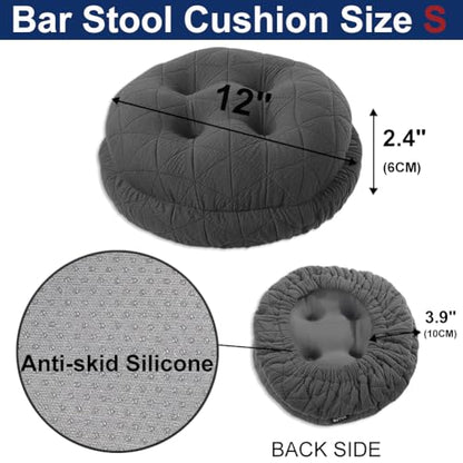 BUYUE Round Bar Stool Seat Cushion, Dia.12 Luxury Fashion Jacquard with Anti-Skid Silicone Bar Stool Cushion Padded (Dark Grey, S,1 Count) - color: Dark Grey, style: Round S