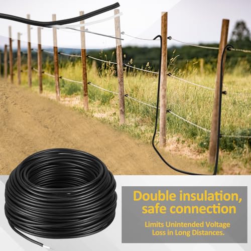 Kanayu Electric Fence Wire Double Insulated,Black,100 Ft, 14 Guage - size: 100 Ft, 14 Guage
