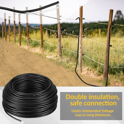 Kanayu Electric Fence Wire Double Insulated,Black,100 Ft, 14 Guage - size: 100 Ft, 14 Guage