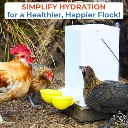 Lil'Clucker - Large Automatic Chicken Waterer Cups Suitable for Ducks, Geese, Turkeys, and Bunny Rabbit - Water Feeder Kit - Poultry Waterer (Yellow, 5 Pack) - color: Yellow, size: 5 Pack