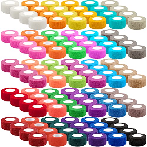 BQTQ 120 Rolls Elastic Adhesive Tape 1 Inch Self Adherent Stretch Bandages - color: Rich Color, size: 1 Inch