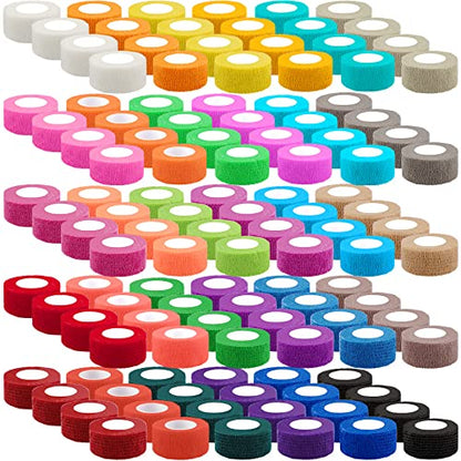 BQTQ 120 Rolls Elastic Adhesive Tape 1 Inch Self Adherent Stretch Bandages - color: Rich Color, size: 1 Inch