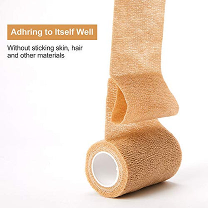 Self Adhesive Bandage Tape (3 Inches X 5 Yards), Elastic Cohesive Bandage | 8 Pack Medical Wrap for First Aid, Sports, Wrist & Ankle - size: 3 Inch