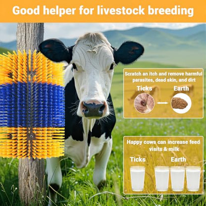 Garvee Livestock Scratch Brushes, Horse Scratcher Full Massage Grooming Brush Kit, Hard Silk Ranch Cow Brush Relieve Itching on the Back of Livestock for Horse Cow Cattle Sheep Pig Goat
