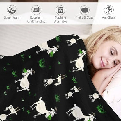 Goat Fleece Throw Blanket for Couch Adults Teens 50" X 60" - color: Goat, size: 50x60 inch