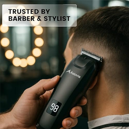Professional Hair Clippers for Men – Zero-Gap Adjustable Blade, Long-Lasting 300-Min Battery, Quiet + Powerful Motor, LED Display – Cordless Barber Clipper for Fades & Lineups