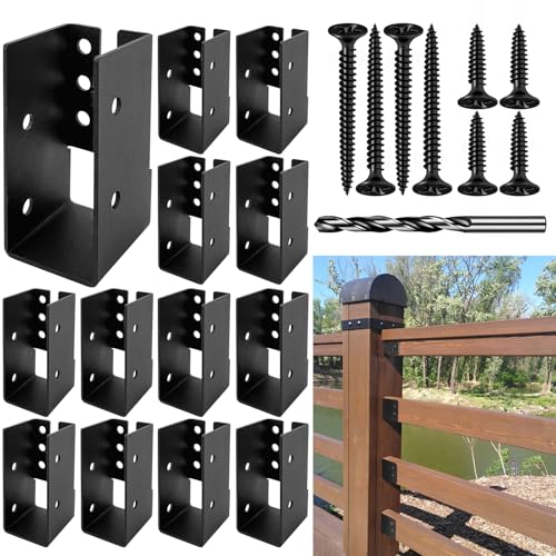 Concealed Joist Hanger Brackets,Woodwork Concealed-Flange Hanger for 2" x 4”(Actual:1.5" x 3.5“) Lumber,U-Shaped Joist Steel Bracket for Wood Fence,Porch,Swing,Handrails(12Pack)