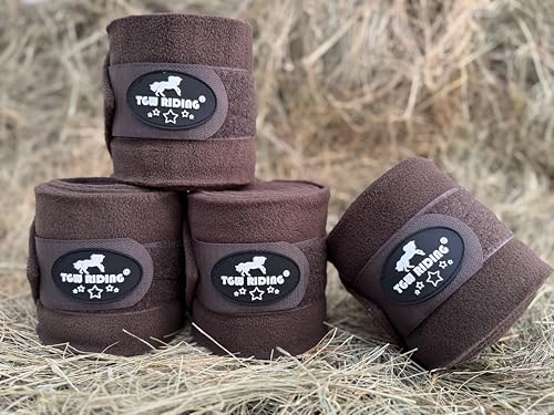 Horse Polo Leg Wraps, Equine Fleece Polo Wraps (Set of 4) - Horse Leg Bandages (Brown) - color: Brown