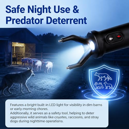Cattle Prod Livestock w/LED Light Rechargeable Extend to 37" Black - color: Black