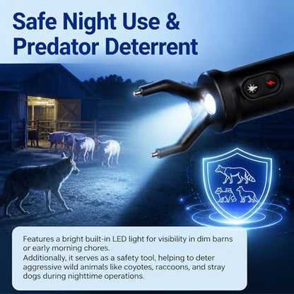 Cattle Prod Livestock w/LED Light Rechargeable Extend to 37" Black - color: Black