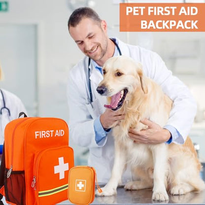First Aid Backpack Empty, Orange Emergency Medical Backpack with Portable Bag for Pet First Aid Kits, Home, Car, Travel, Camping, Emergency Supplies Storage 15.8x11.8x6.3 inch