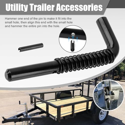 819T Trailer Gate Spring Latch Kit, 2 Pack | Heavy-Duty Steel Spring Latch Pin Replacement for Carry-On Utility Trailers, Black Oxide Rust-Resistant Finish