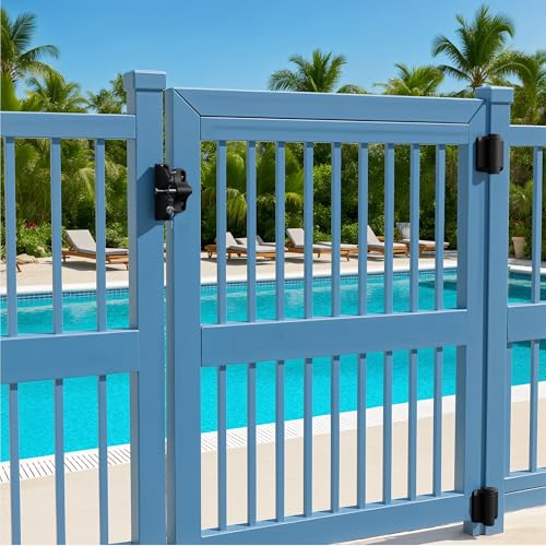 Self Locking gate Latch, Lockable Latch Key, Fence Lock Suitable for Outdoor Gates. Locking gate Latch Fence Hardware Suitable for Metal, Wood, and Vinyl Fences. Black Finish