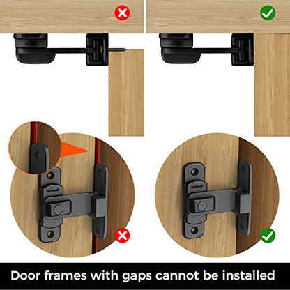Door Lock Latch, 90 Degree Flip Barn Door Lock, Secure Portable Hook Lock Latch for Door, Garden, Bathroom, Garage, Window, Outdoor, Garage, Barn (Black)