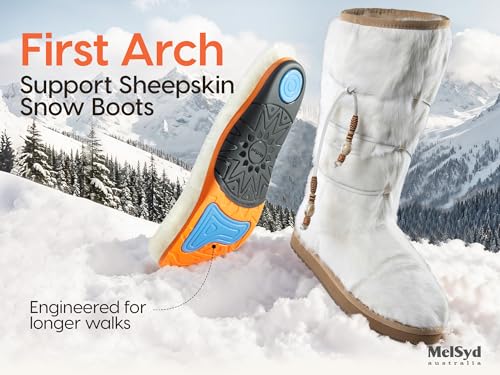 100% Sheepskin Lined Fur Boots Women: Removable Arch Support Insole - color: Arch-knee High-white, size: 7