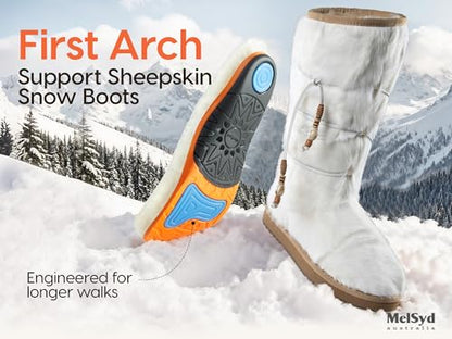 100% Sheepskin Lined Fur Boots Women: Removable Arch Support Insole - color: Arch-knee High-white, size: 10