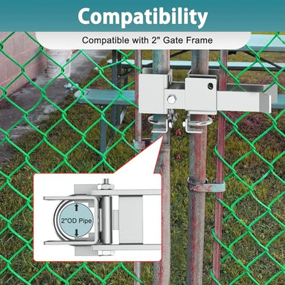 Chain Link Fence Double Gate Latch for 2" Gate Frame Residential Strong Arm Chain Link Fence Gate Latch Double Gate Latches for Metal Gates Swing Gates - color: Silver for 2" Gate Frame