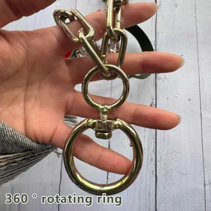La La Pet 2Pcs Goat Collars Adjust from 18 to 30 Inches Red and Green Nylon Belts Iron Chain Chokers for Sheep Horse Cattle Livestock
