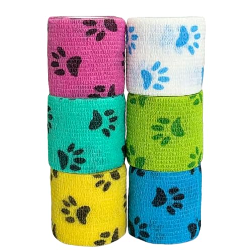 Bandage Wrap for Dogs, 6 Rolls Self-Adhering Pet Tape - color: 6 Colors