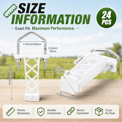 Tondiamo 24 Pcs Tube Post Insulator, Electric Chain Link Fence T Post Extender Insulators for Square Round Pipe Tubing Wire Vinyl Picket Fence (White) | Extender Insulators for Square Round Pipe Tubing Wire Vinyl Picket Fence - style: White