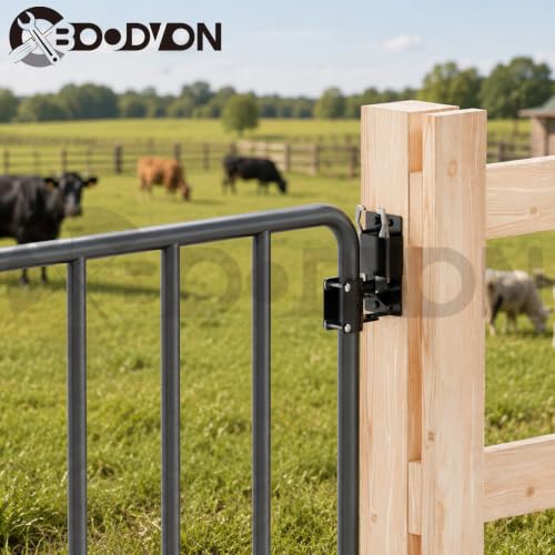 2 Way Gate Latch, Heavy Duty Lockable Two Way Farm Gate Latch for Metal Tube Gates, Livestock, Horse Corral, Ranch, Stable, Self-Locking Fence Gate Hardware, 2 Pack