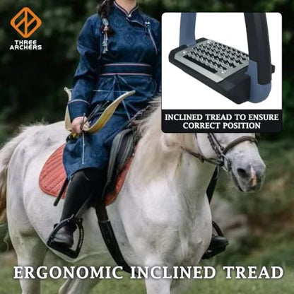 THREE ARCHERS Safety Stirrups Side Opening Design for English Saddle - color: blue