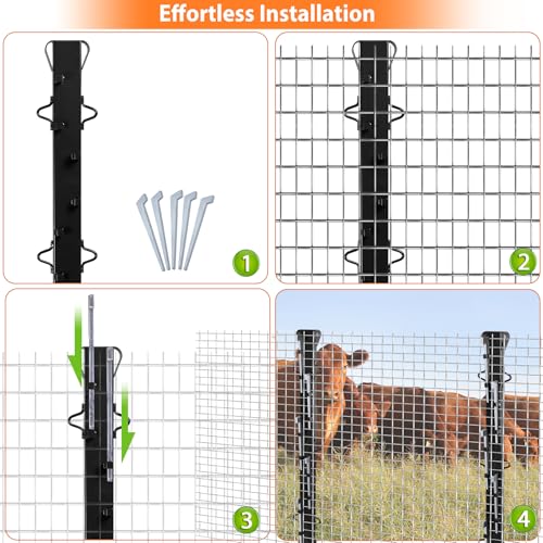 4ft Woven Wire Fence Stretcher Bar with 5 Wedges - Heavy-Duty Steel Fence Tensioner for Farm, Garden & Ranch - Black Powder Coated, Rust-Resistant, Easy to Install - size: 1 Pack
